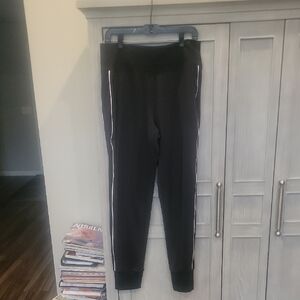 Athleta Black Track Pants with White Accents